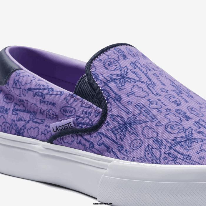 juniors Lacoste 6F243323 morado blanco 84x saltar servir textil sin cordones