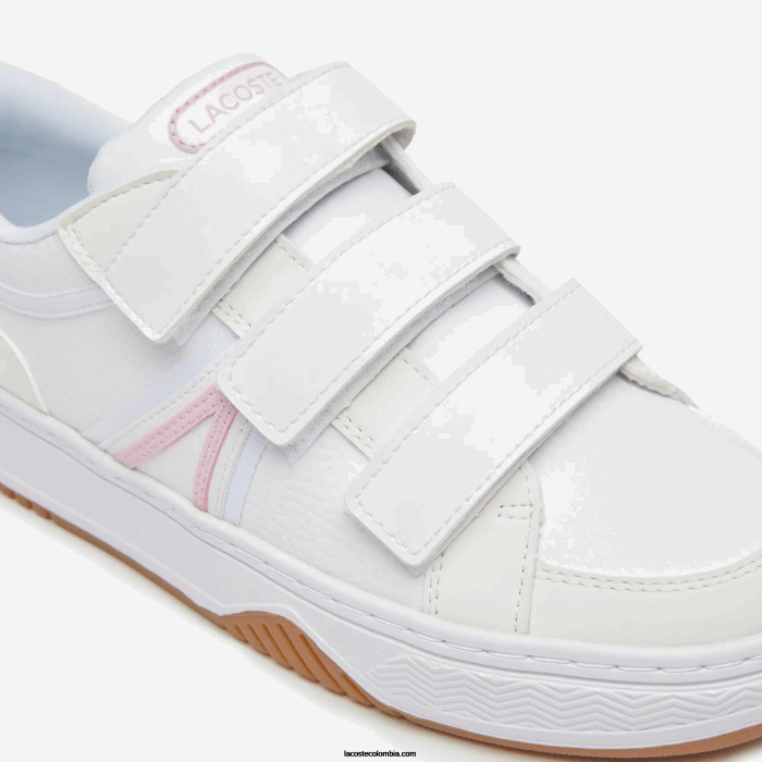 juniors Lacoste 6F243326 blanco y rosa b53 tenis l001 sintéticos