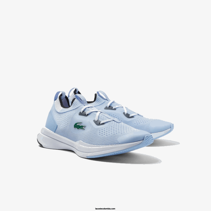 juniors Lacoste 6F243329 azul claro blanco 2k7 tenis run spin knit textil color contraste