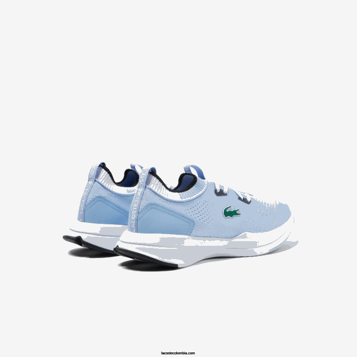 juniors Lacoste 6F243329 azul claro blanco 2k7 tenis run spin knit textil color contraste