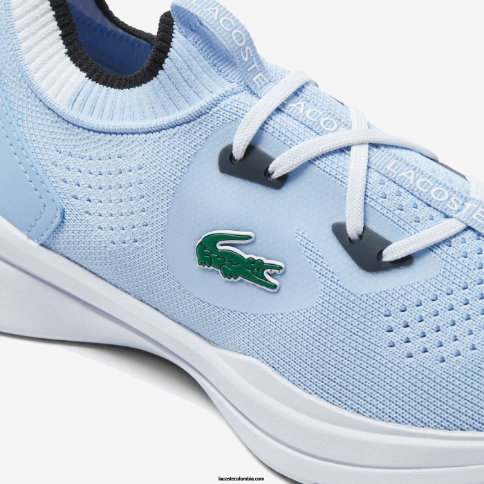 juniors Lacoste 6F243329 azul claro blanco 2k7 tenis run spin knit textil color contraste