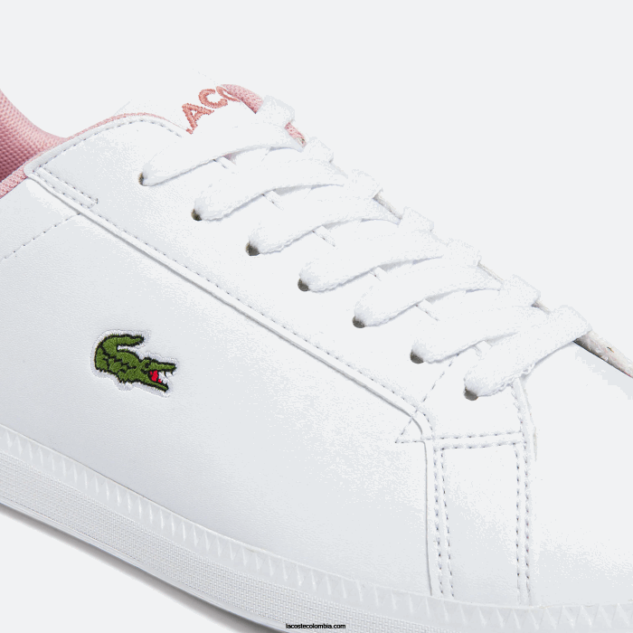 juniors Lacoste 6F243330 blanco y rosa claro 1y9 zapatillas graduadas sintéticas