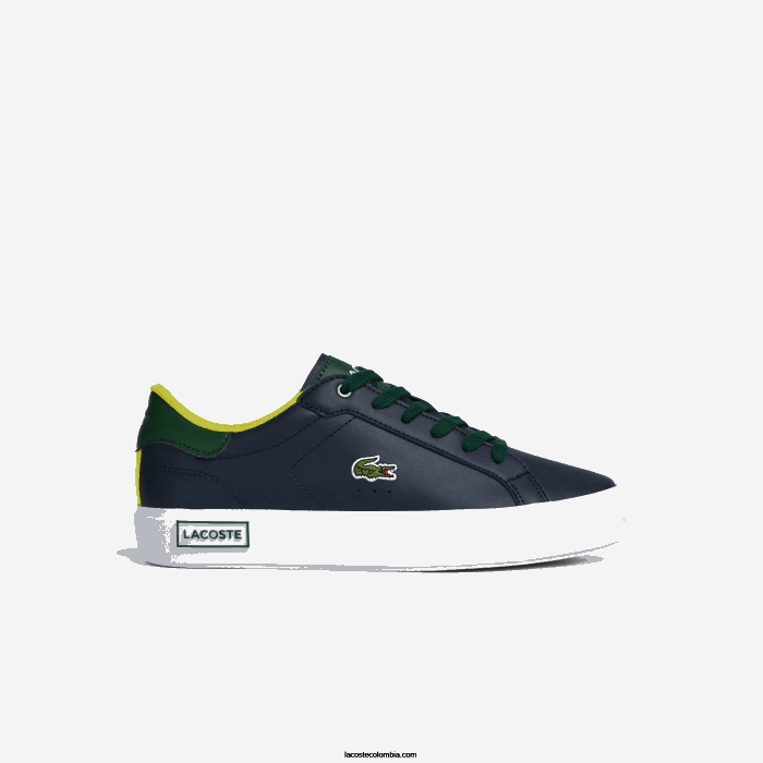 juniors Lacoste 6F243332 azul marino y verde 2s3 tenis powercourt sintéticos con tacón reventado