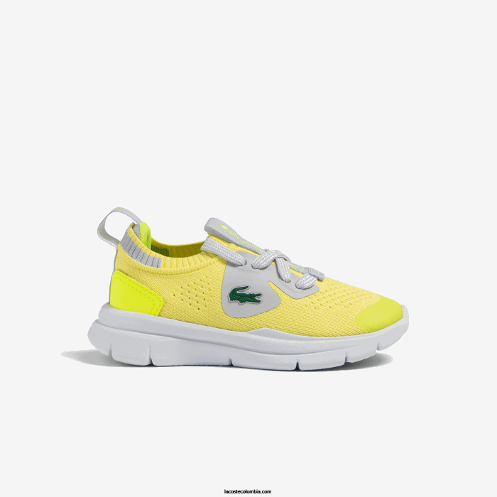 infantes Lacoste 6F242930 amarillo/gris claro 382 tenis run spin de tejido de punto