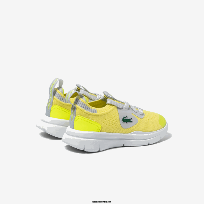 infantes Lacoste 6F242930 amarillo/gris claro 382 tenis run spin de tejido de punto
