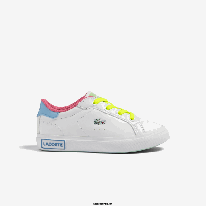 infantes Lacoste 6F242931 blanco/verde 082 tenis powercourt sintéticos color pop