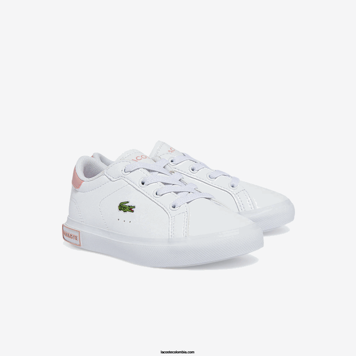 infantes Lacoste 6F242936 blanco y rosa claro 1y9 tenis sintéticos powercourt