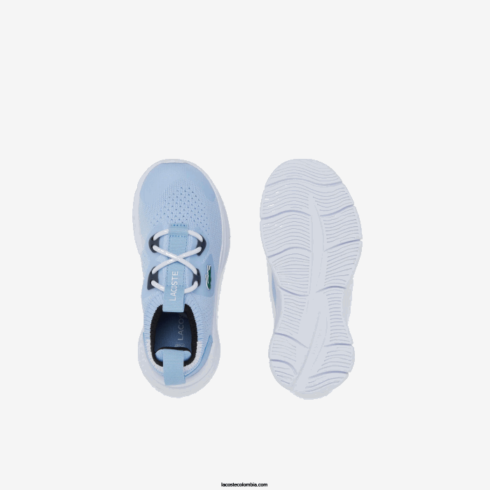 infantes Lacoste 6F242980 azul claro blanco 2k7 tenis run spin knit textil color contraste