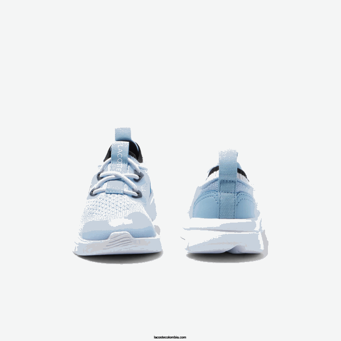 infantes Lacoste 6F242980 azul claro blanco 2k7 tenis run spin knit textil color contraste