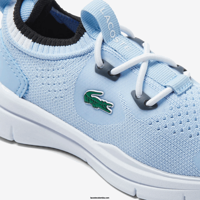 infantes Lacoste 6F242980 azul claro blanco 2k7 tenis run spin knit textil color contraste