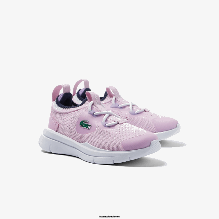 infantes Lacoste 6F242982 rosa y blanco f50 tenis run spin knit textil color contraste