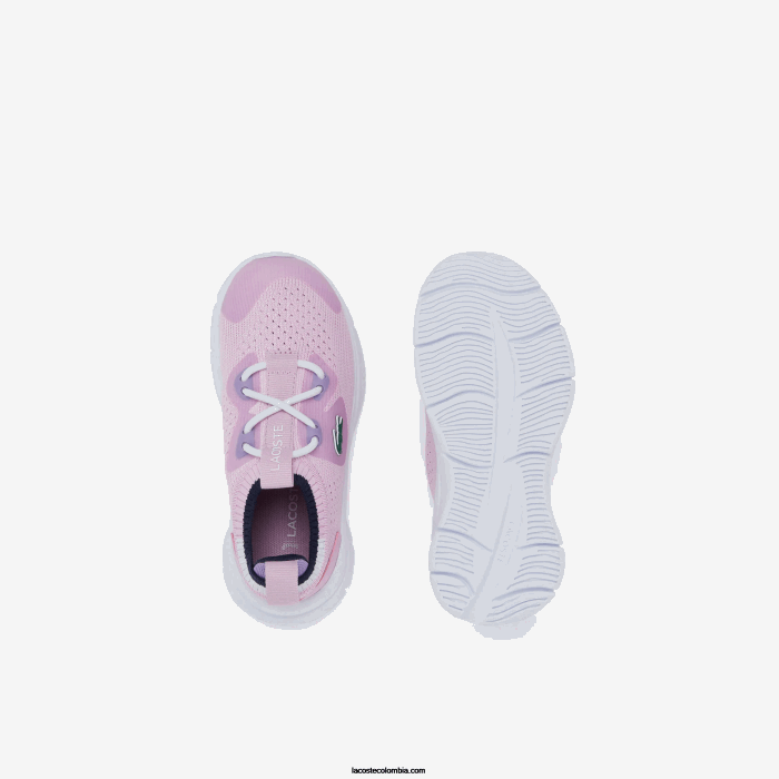 infantes Lacoste 6F242982 rosa y blanco f50 tenis run spin knit textil color contraste