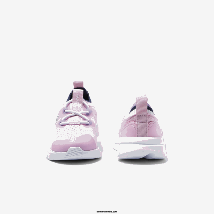infantes Lacoste 6F242982 rosa y blanco f50 tenis run spin knit textil color contraste