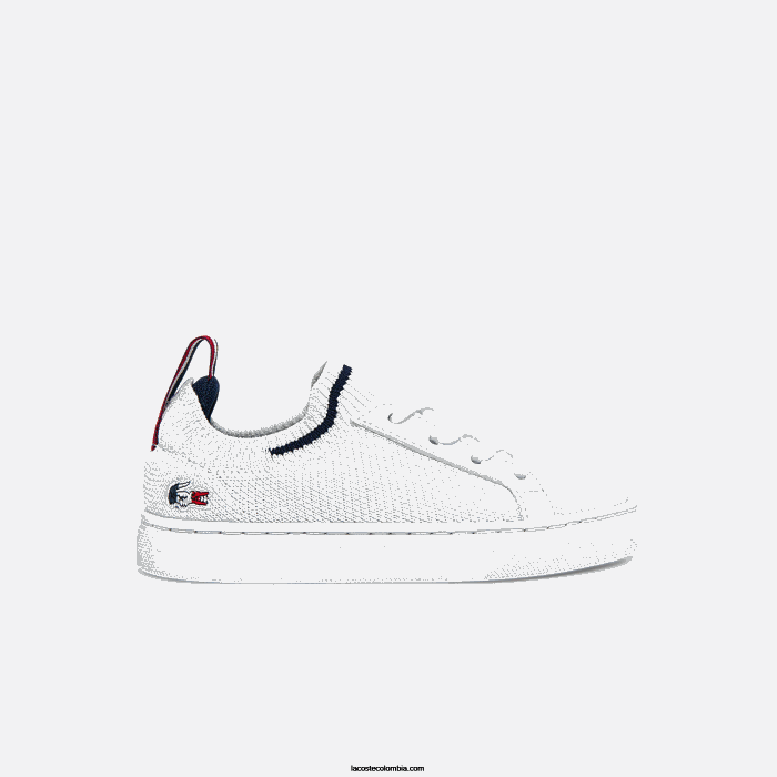 infantes Lacoste 6F242994 blanco/azul marino y rojo 407 tenis la piquee textil tricolor