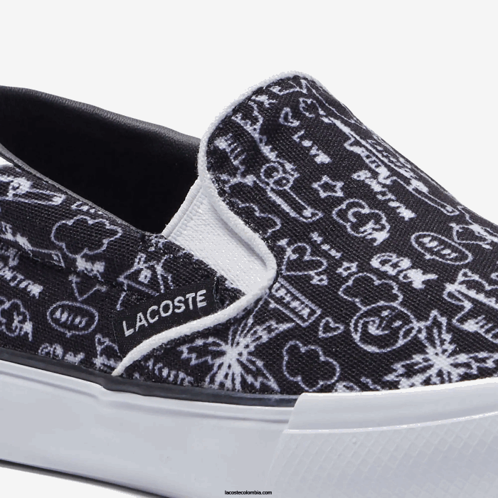 infantes Lacoste 6F242968 blanco y negro 312 saltar servir textil sin cordones