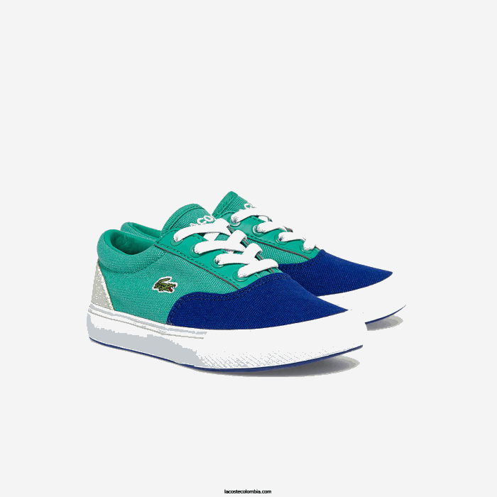 infantes Lacoste 6F242976 azul verde bg3 tenis Jump Serve de lona con encaje