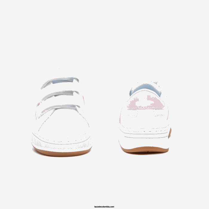 infantes Lacoste 6F242977 blanco y rosa b53 zapatillas l001 sintéticas