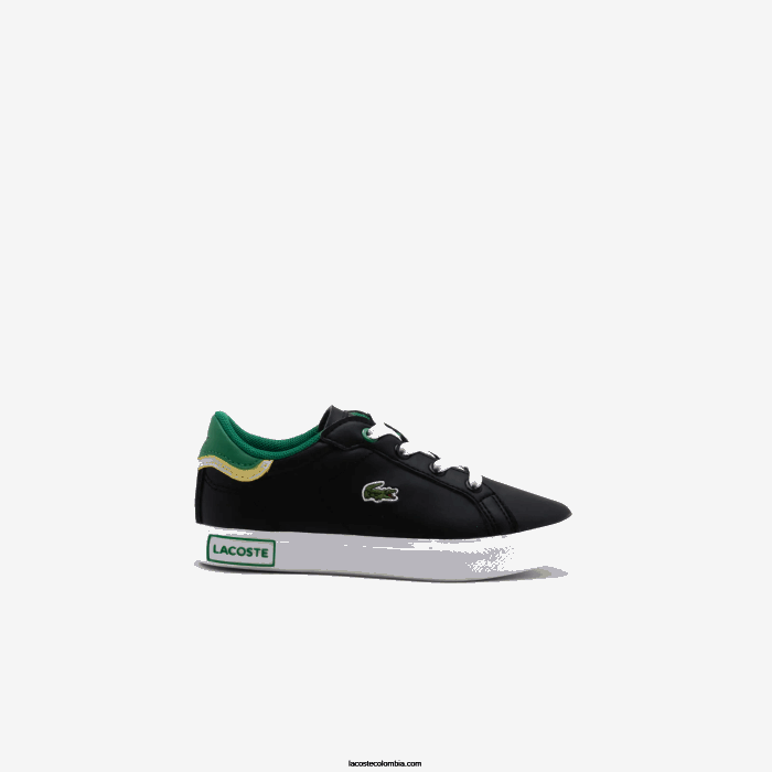 infantes Lacoste 6F242978 negro y verde 1b4 tenis sintéticos powercourt