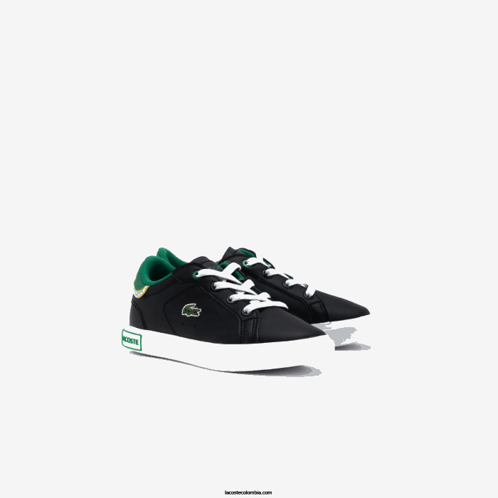 infantes Lacoste 6F242978 negro y verde 1b4 tenis sintéticos powercourt