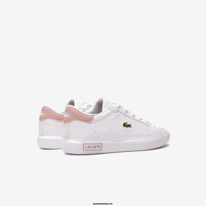 niños Lacoste 6F243066 blanco y rosa claro 1y9 tenis sintéticos powercourt