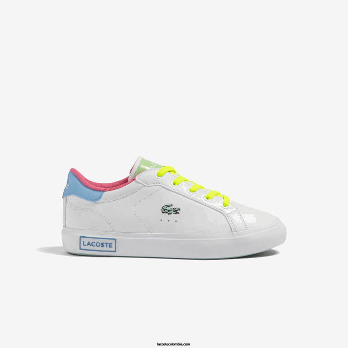 niños Lacoste 6F243071 blanco/verde 082 tenis powercourt sintéticos color pop