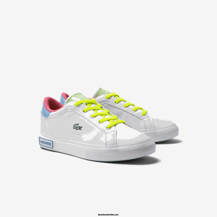 niños Lacoste 6F243071 blanco/verde 082 tenis powercourt sintéticos color pop
