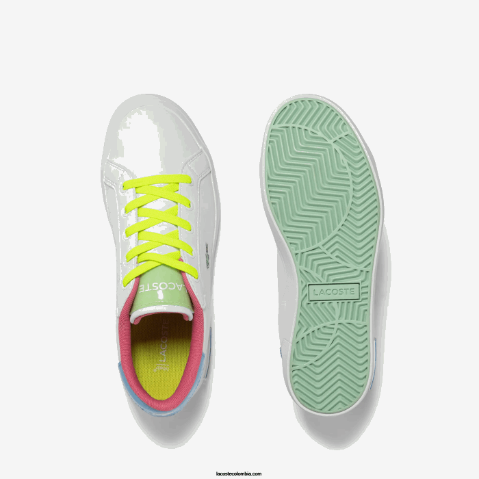 niños Lacoste 6F243071 blanco/verde 082 tenis powercourt sintéticos color pop