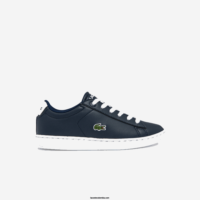 niños Lacoste 6F243256 azul marino y blanco 092 zapatillas carnaby sintéticas en contraste de color