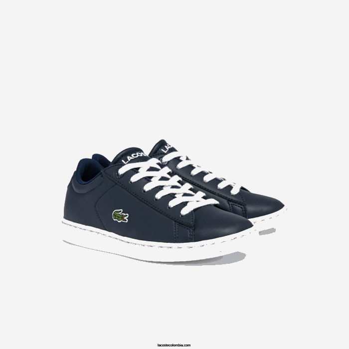 niños Lacoste 6F243256 azul marino y blanco 092 zapatillas carnaby sintéticas en contraste de color