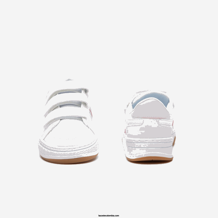 niños Lacoste 6F243258 blanco y rosa b53 zapatillas l001 sintéticas