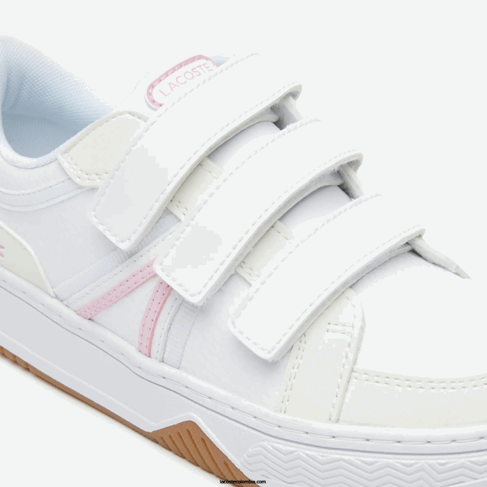 niños Lacoste 6F243258 blanco y rosa b53 zapatillas l001 sintéticas