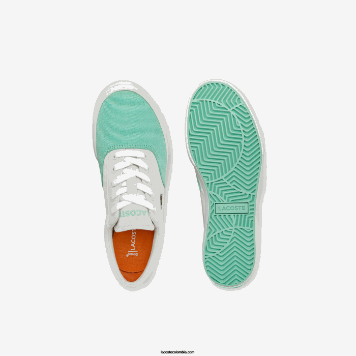 niños Lacoste 6F243263 blanco turquesa t66 tenis Jump Serve de lona con encaje