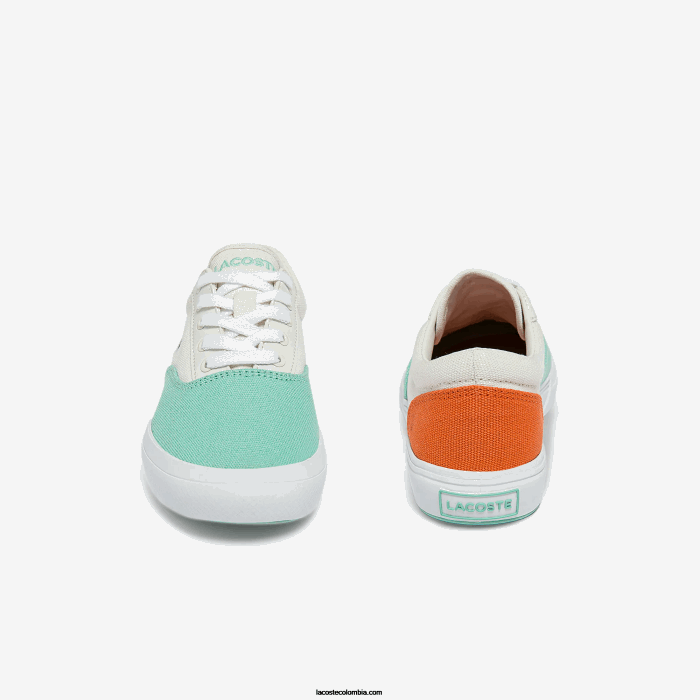 niños Lacoste 6F243263 blanco turquesa t66 tenis Jump Serve de lona con encaje
