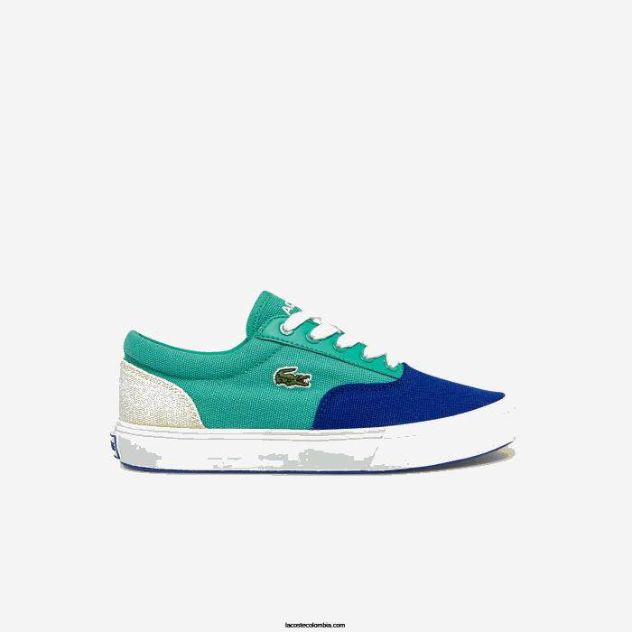 niños Lacoste 6F243264 azul verde bg3 tenis Jump Serve de lona con encaje niños Lacoste 6F243264 azul verde bg3 tenis Jump Serve de lona con encaje