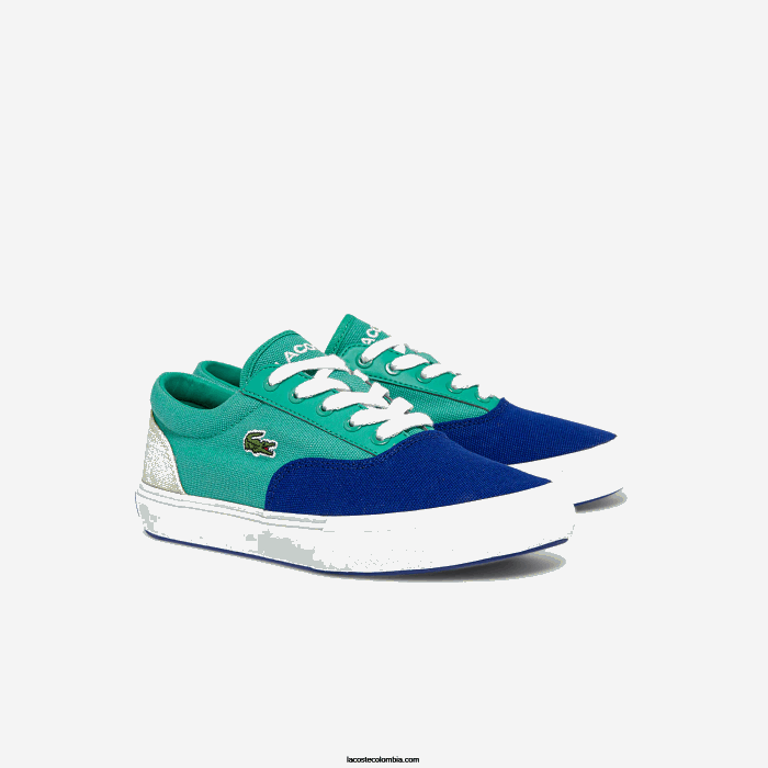 niños Lacoste 6F243264 azul verde bg3 tenis Jump Serve de lona con encaje