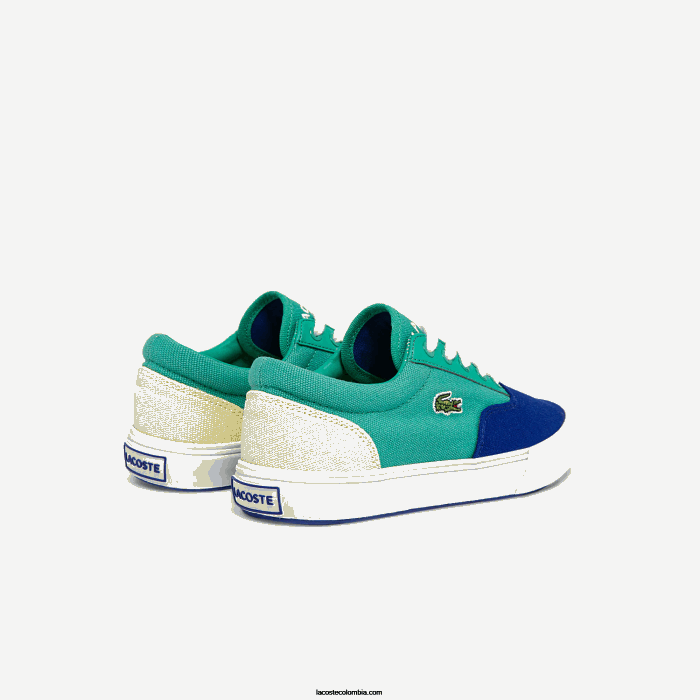 niños Lacoste 6F243264 azul verde bg3 tenis Jump Serve de lona con encaje