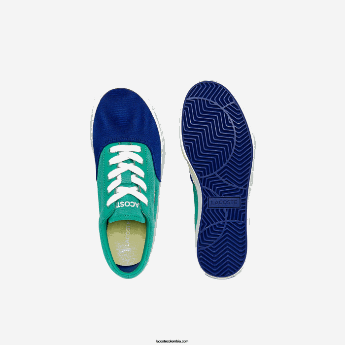 niños Lacoste 6F243264 azul verde bg3 tenis Jump Serve de lona con encaje