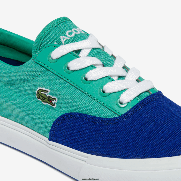 niños Lacoste 6F243264 azul verde bg3 tenis Jump Serve de lona con encaje