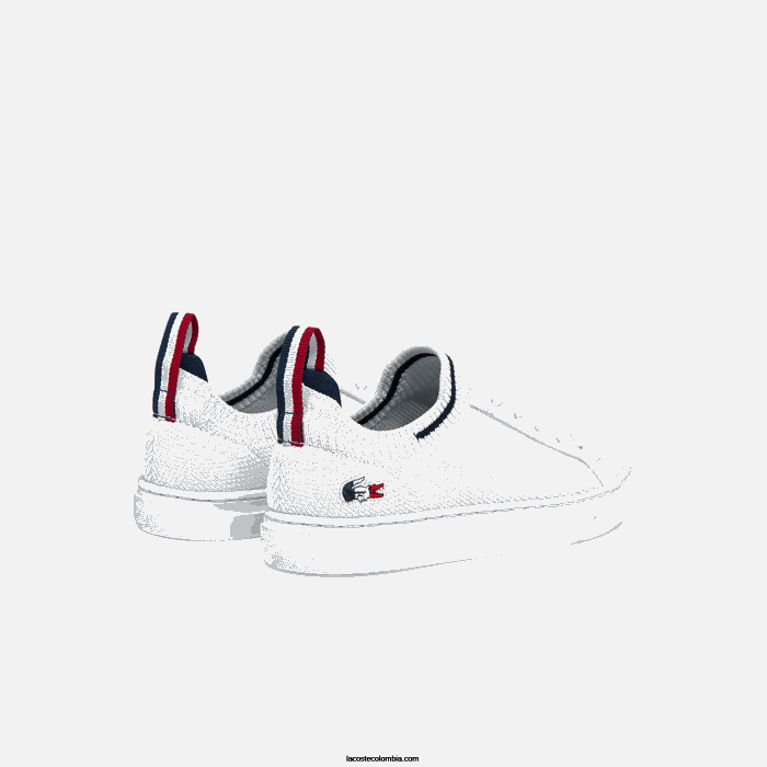 niños Lacoste 6F243304 blanco/azul marino y rojo 407 tenis la piquee textil tricolor