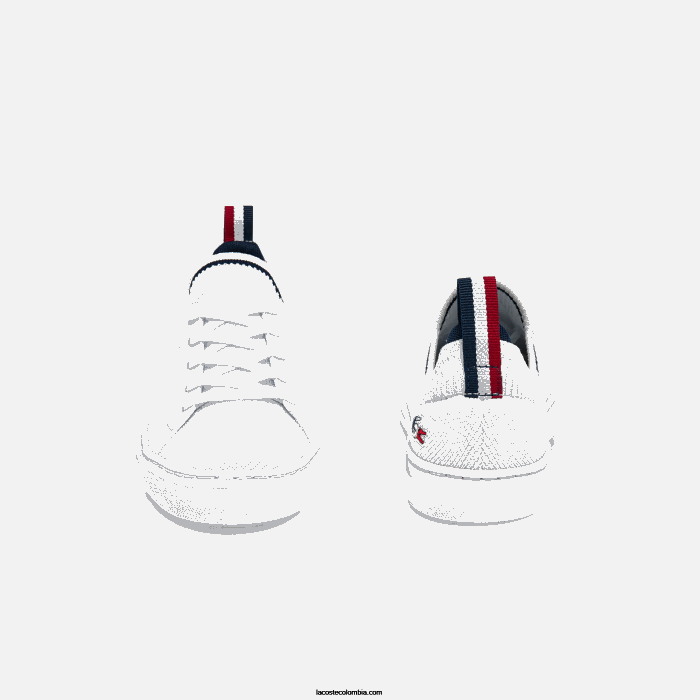 niños Lacoste 6F243304 blanco/azul marino y rojo 407 tenis la piquee textil tricolor