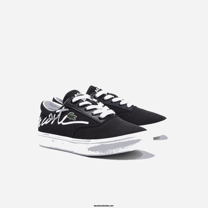 niños Lacoste 6F243305 blanco y negro 312 zapatillas deportivas Jump Serve de tejido con encaje