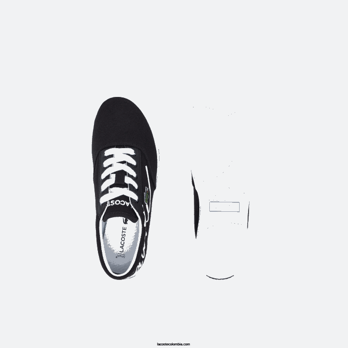 niños Lacoste 6F243305 blanco y negro 312 zapatillas deportivas Jump Serve de tejido con encaje