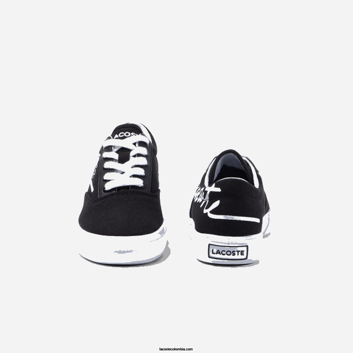 niños Lacoste 6F243305 blanco y negro 312 zapatillas deportivas Jump Serve de tejido con encaje