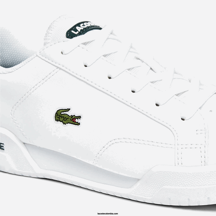 juniors Lacoste 6F243320 blanco y verde oscuro 1r5 tenis sintéticos Twin Serve
