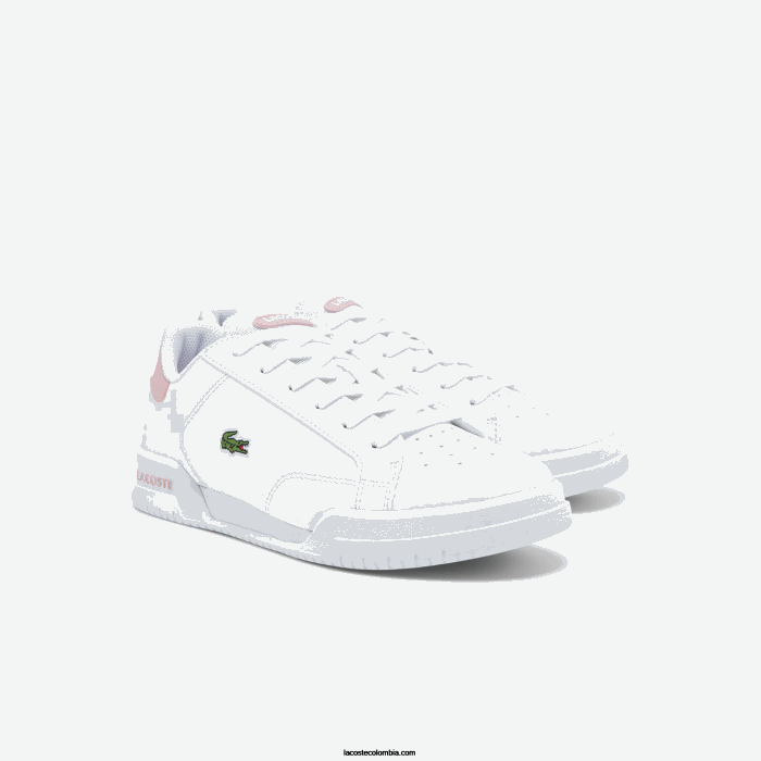 juniors Lacoste 6F243321 blanco y rosa claro 1y9 tenis sintéticos Twin Serve