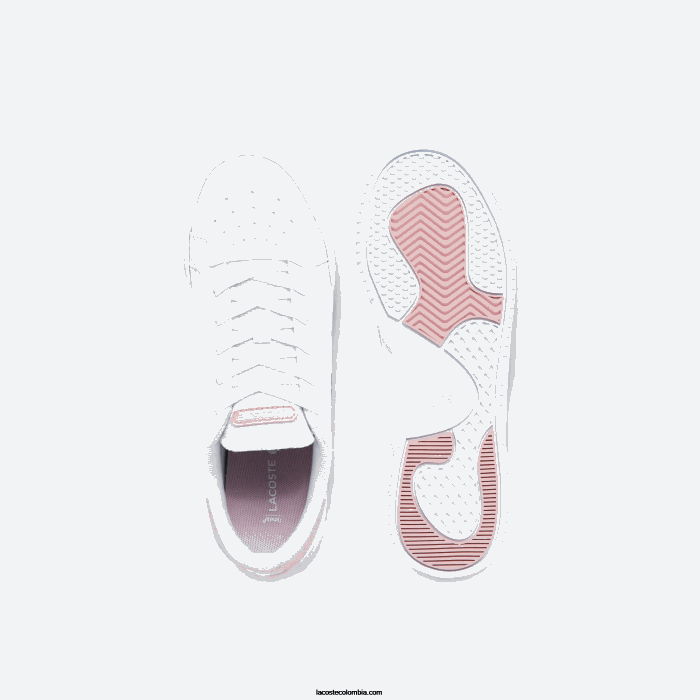 juniors Lacoste 6F243321 blanco y rosa claro 1y9 tenis sintéticos Twin Serve