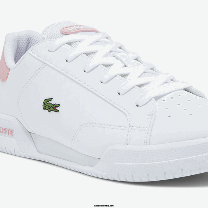 juniors Lacoste 6F243321 blanco y rosa claro 1y9 tenis sintéticos Twin Serve