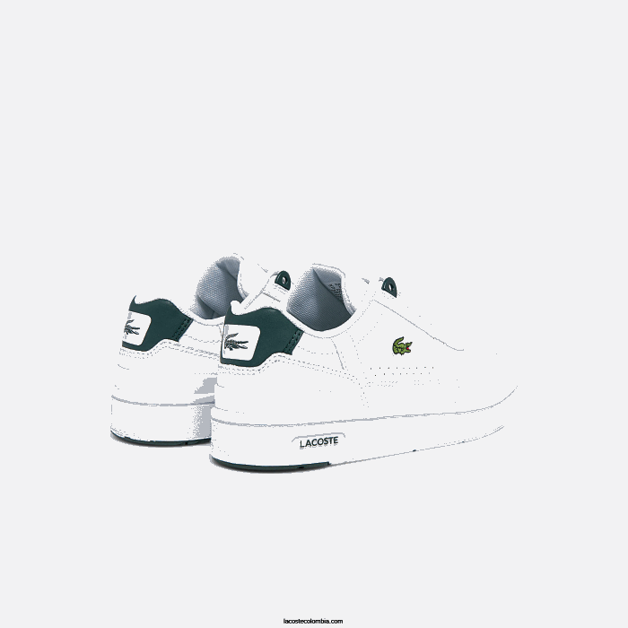 niños Lacoste 6F243115 blanco y verde oscuro 1r5 tenis sintéticos con clip en T