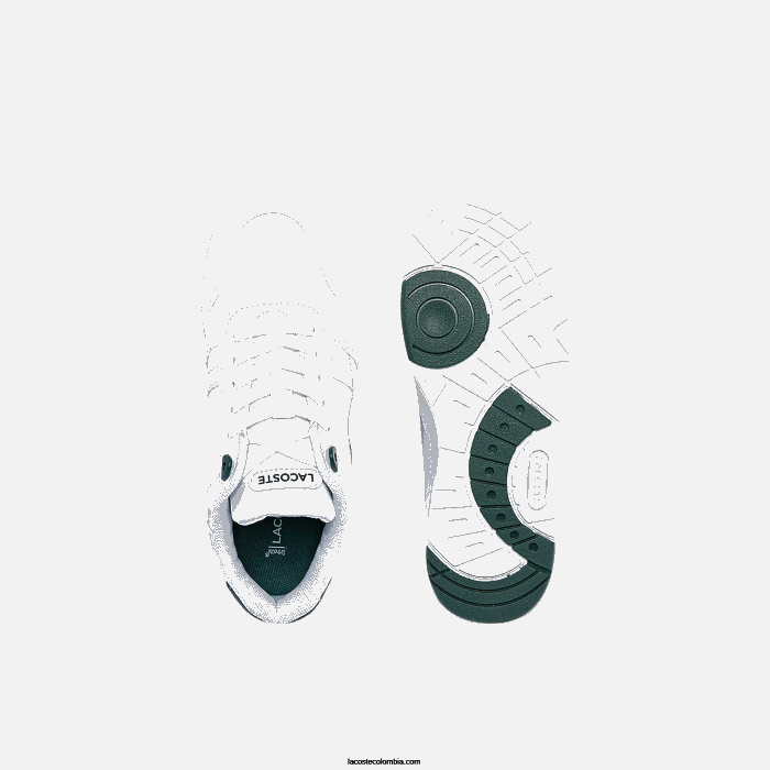 niños Lacoste 6F243115 blanco y verde oscuro 1r5 tenis sintéticos con clip en T