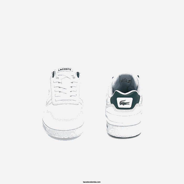 niños Lacoste 6F243115 blanco y verde oscuro 1r5 tenis sintéticos con clip en T